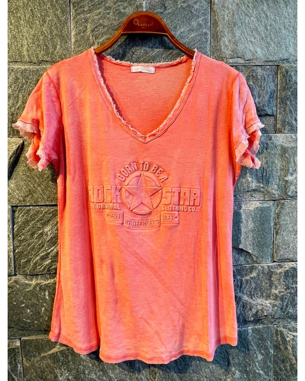 Kurzarmshirt New Collection - Relief - Koralle