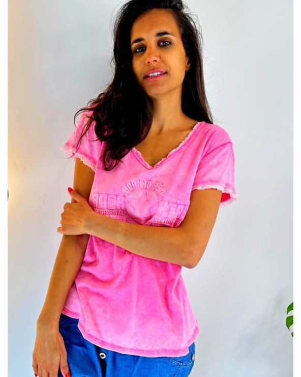 Kurzarmshirt New Collection - Relief - Pink