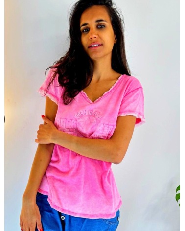 Kurzarmshirt New Collection - Relief - Pink