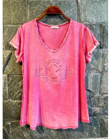 Kurzarmshirt New Collection - Relief - Pink