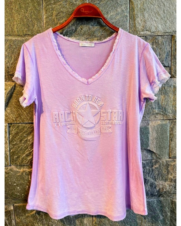 Kurzarmshirt New Collection - Relief - Flieder