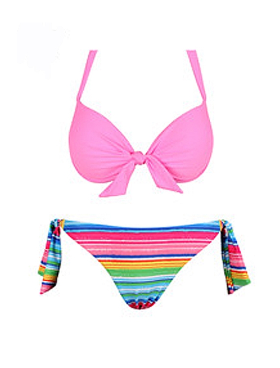 Bikini Rae - Stripes - Neonrosa