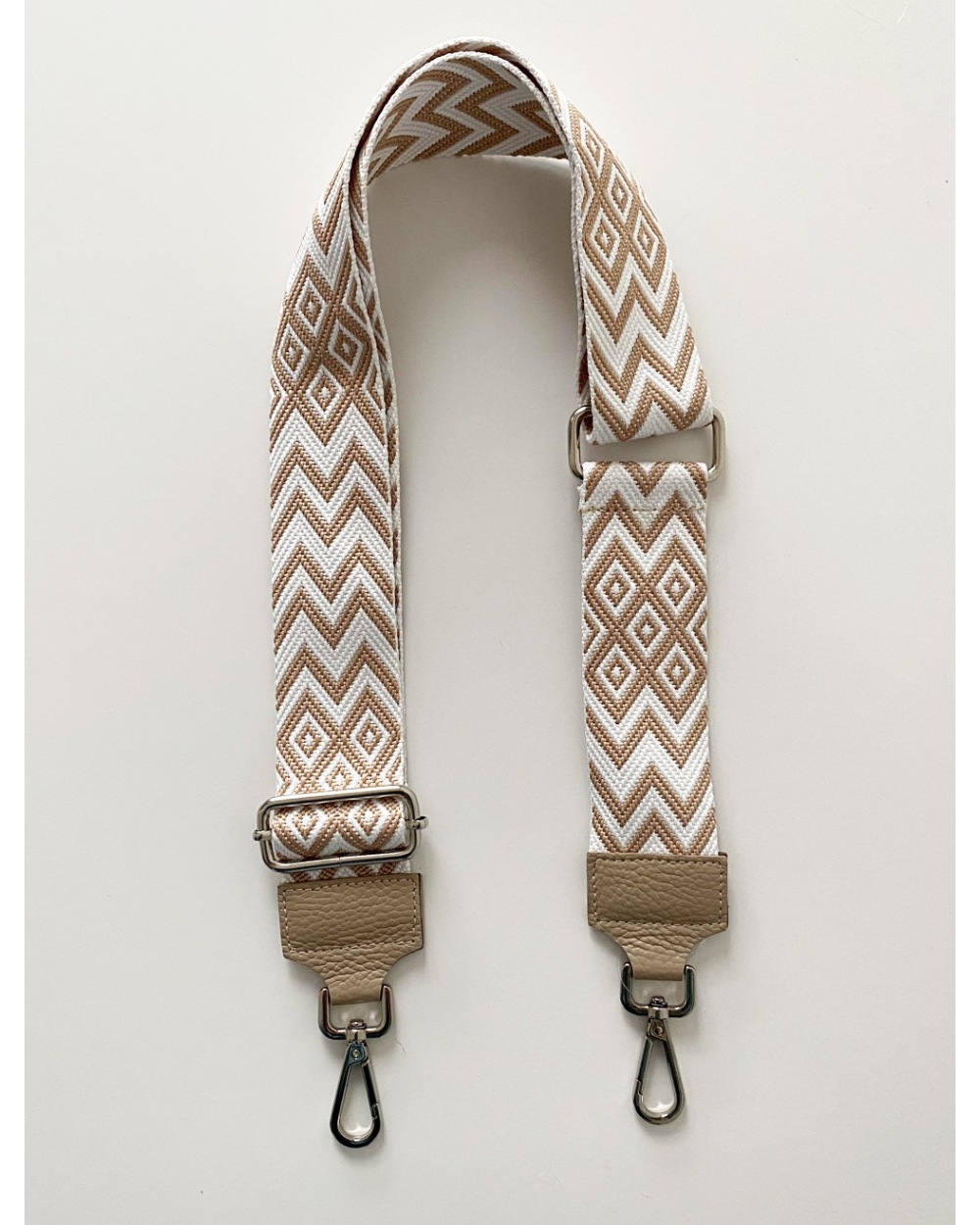 Taschengurt Rauten - Bag Strap - Weiss/Beige