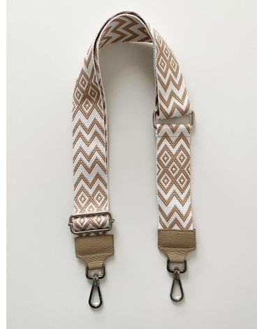 Taschengurt Rauten - Bag Strap - Weiss/Beige