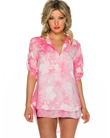 Bluse Made In Italy - Flowerprint - Pink