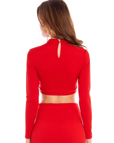 Langarmshirt Goddiva - Bauchfrei - Rot Langarmshirts