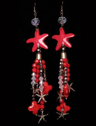 Ohrringe Fashion Jewelry - Seesterne - Rot