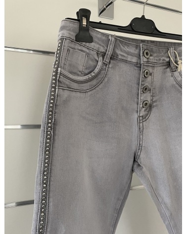 Jeans Jewelly - Nieten Band - Hellgrau