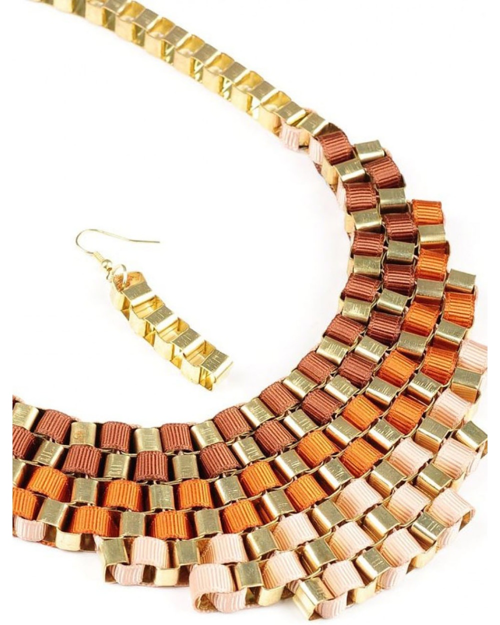 Set Halskette + Ohrringe Madison Avenue - Braun/Gold Halsketten