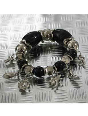 Armband Charms - Schwarz/Silber