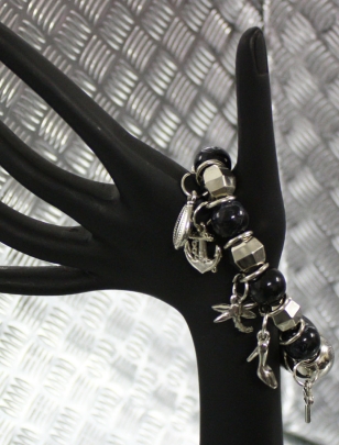 Armband Charms - Schwarz/Silber