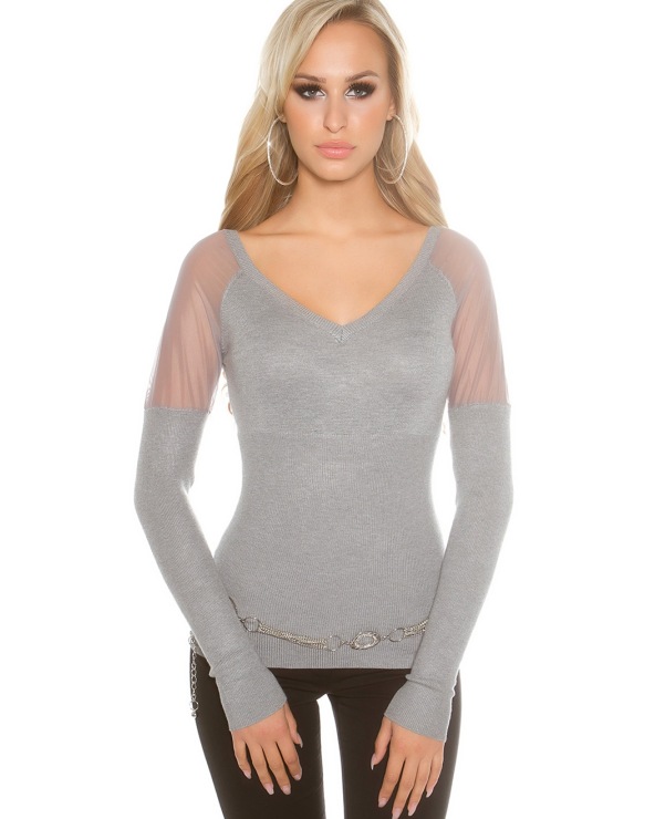 Pullover Koucla - Netzeinsatz - Beige Sweaters