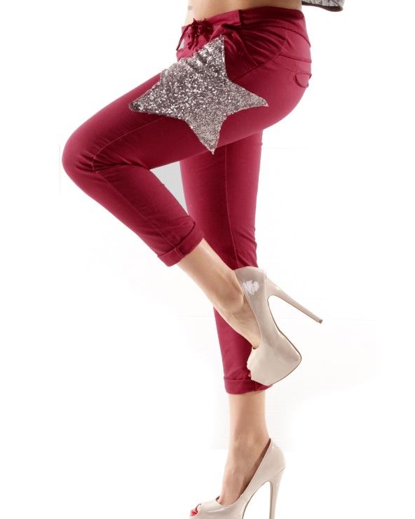 Jogginghose 5People!S - Pailletten - Rot Pantaloni