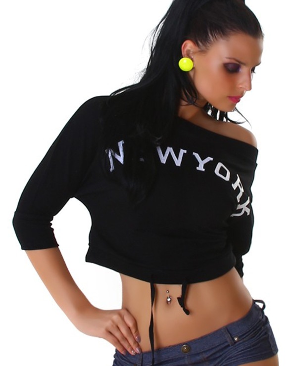 Crop Pullover Jela London - Bauchfrei - Schwarz Sweaters