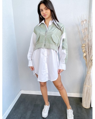 Bluse Emma&Ashley - Oversized - Weiss/Grün