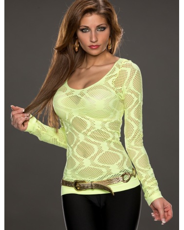 Langarmshirt Katia - Netz - GelbShirts Manches Longues