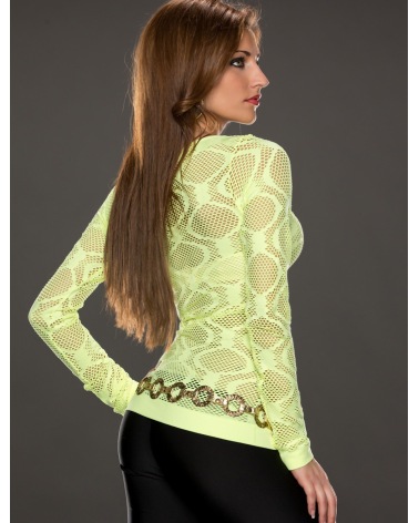 Langarmshirt Katia - Netz - GelbShirts Manches Longues