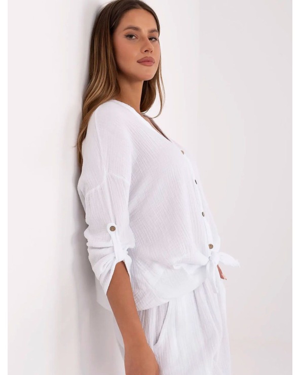 Bluse New Collection - Musselin/Oversized - Weiss