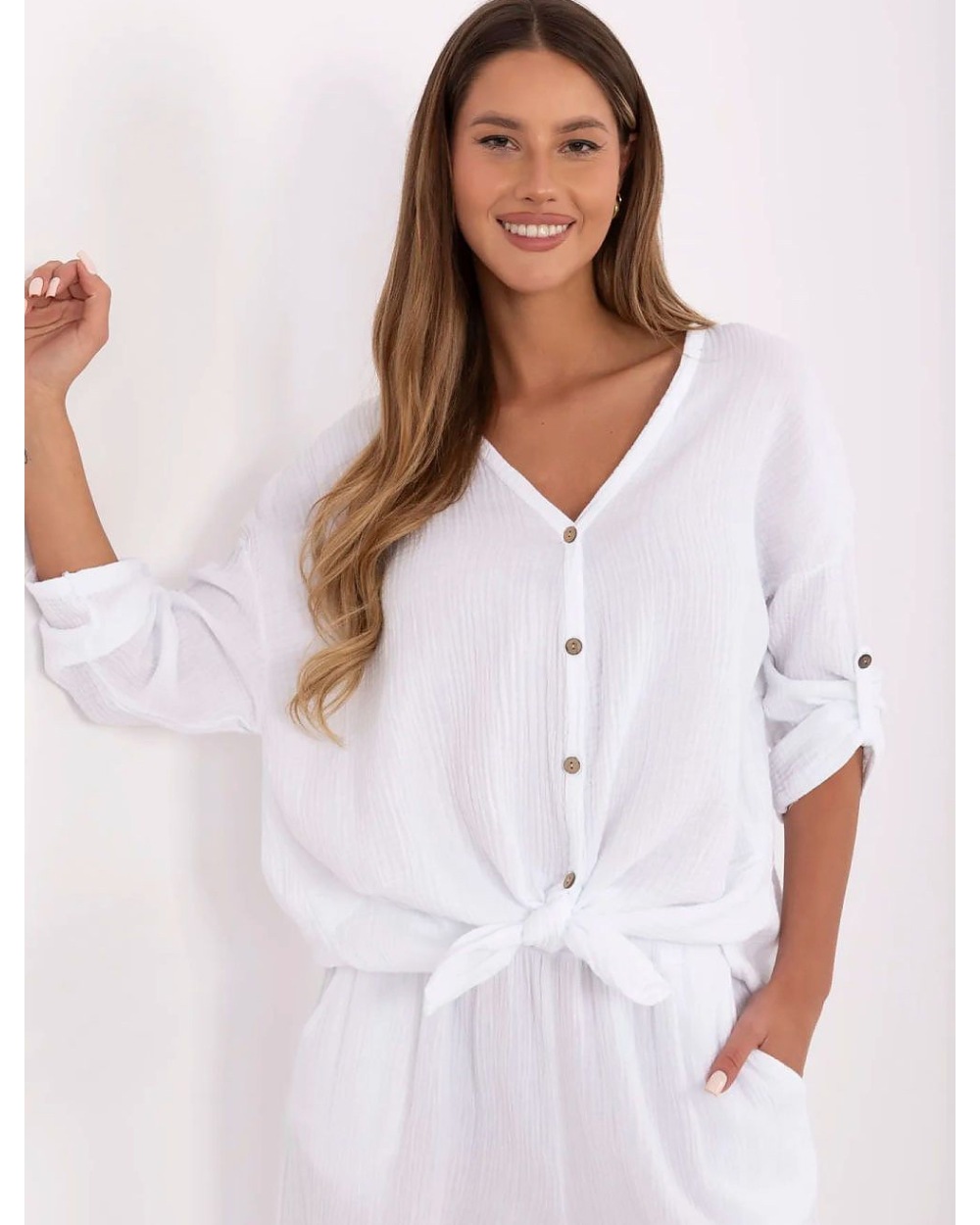Bluse New Collection - Musselin/Oversized - Weiss