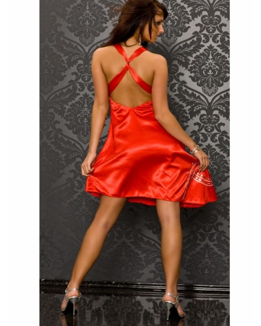 Kleid RAW - Satin/Pailletten - Rot Tutti i Vestiti