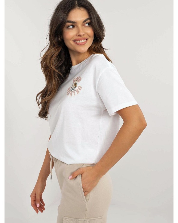 Kurzarmshirt Sublevel - Blume/Statements - Weiss