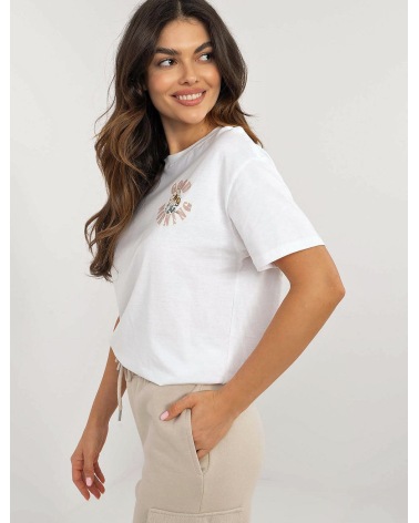 Kurzarmshirt Sublevel - Blume/Statements - Weiss