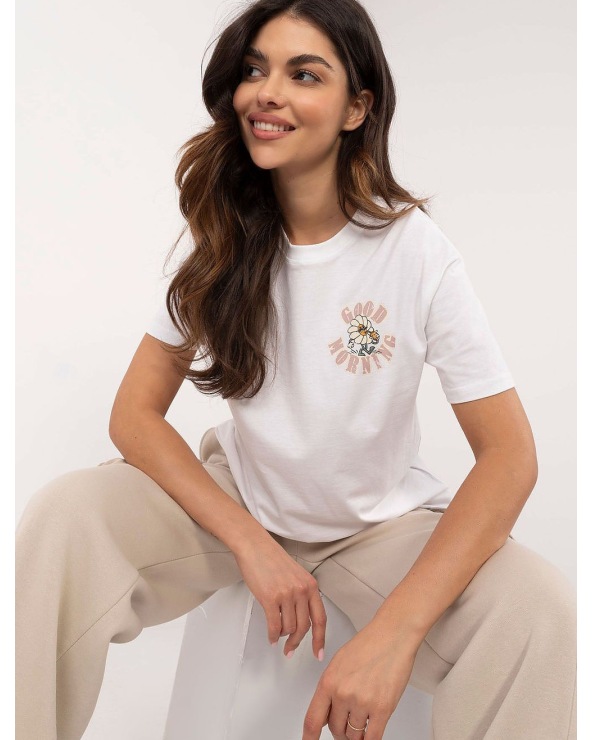 Kurzarmshirt Sublevel - Blume/Statements - Weiss