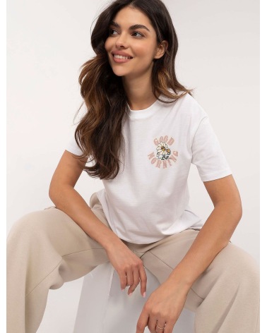 Kurzarmshirt Sublevel - Blume/Statements - Weiss