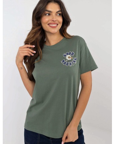 Kurzarmshirt Sublevel - Blume/Statements - Oliv
