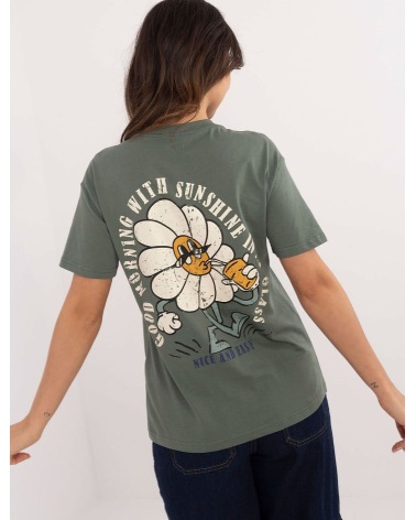 Kurzarmshirt Sublevel - Blume/Statements - Oliv