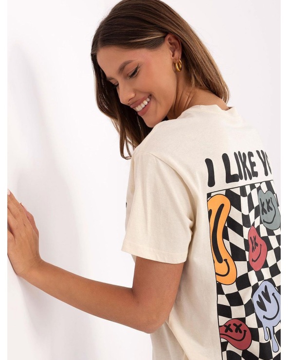 Kurzarmshirt Sublevel - I Like You - Vanille
