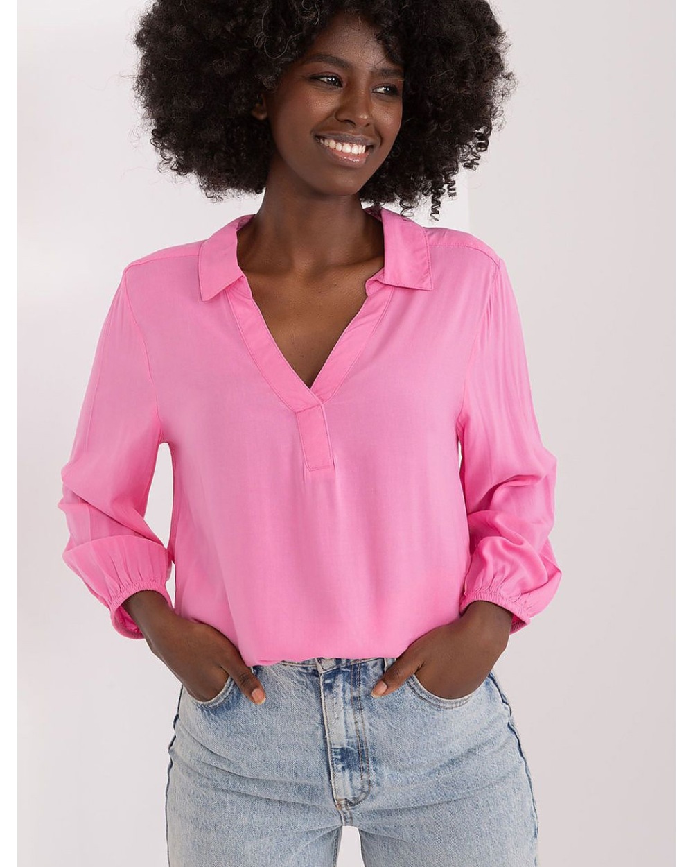 Tunika Bluse Sublevel - Langarm/Viskose - Rosa