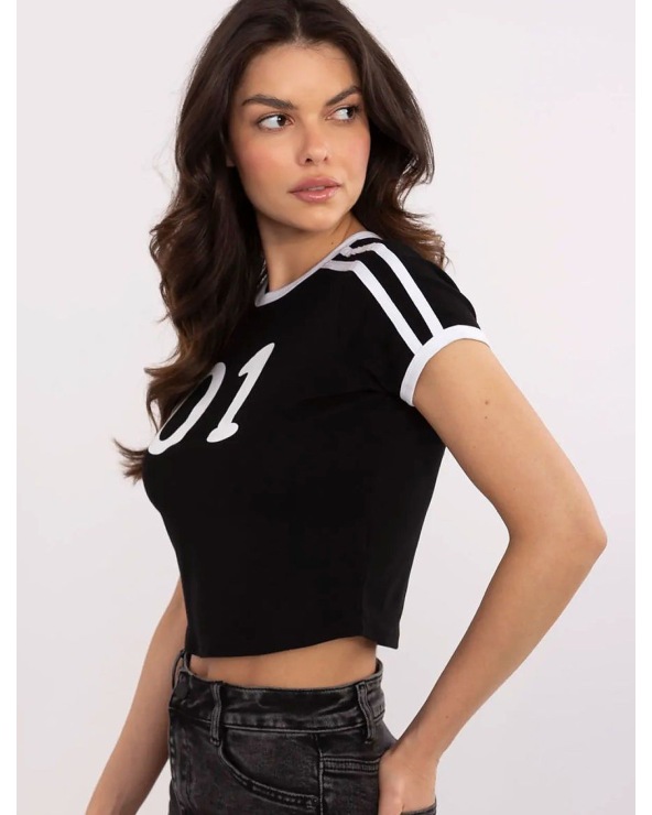Kurzarmshirt Trendy.ing - Bauchfrei - Schwarz/Weiss
