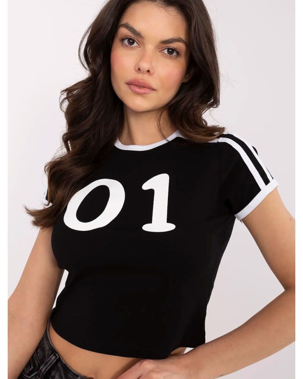 Kurzarmshirt Trendy.ing - Bauchfrei - Schwarz/Weiss