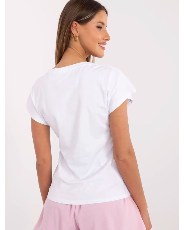 Kurzarmshirt Trendy.ing - Bär/Nietensteinchen - Weiss/Rosa