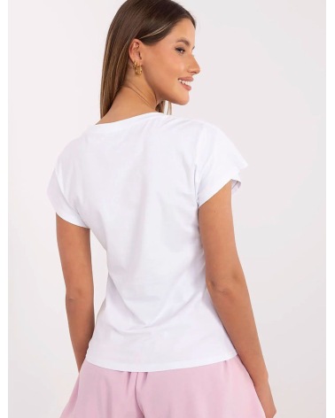 Kurzarmshirt Trendy.ing - Bär/Nietensteinchen - Weiss/Rosa