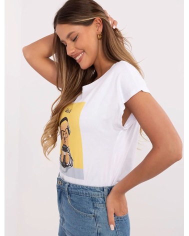 Kurzarmshirt Trendy.ing - Bär/Nietensteinchen - Weiss/Gelb