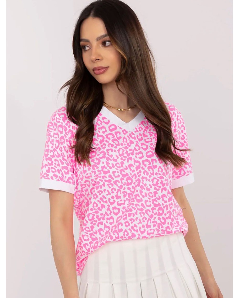 Kurzarmshirt Made in Italy - Leopard - Neonpink