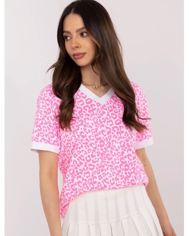 Kurzarmshirt Made in Italy - Leopard - Neonpink