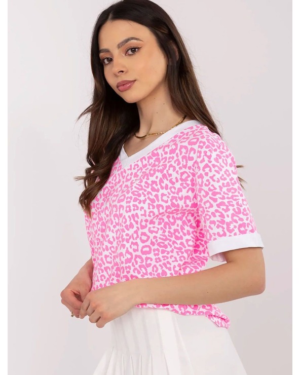 Kurzarmshirt Made in Italy - Leopard - Neonpink