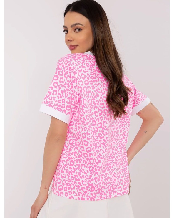 Kurzarmshirt Made in Italy - Leopard - Neonpink