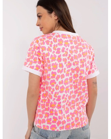 Kurzarmshirt Made in Italy - Leopard - Weiss/Neon