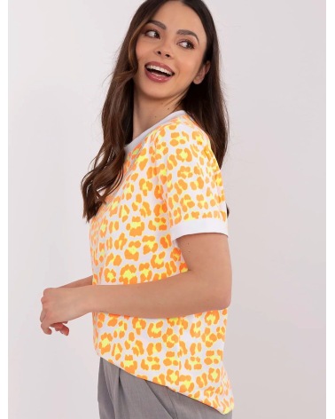 Kurzarmshirt Made in Italy - Leopard - Weiss/Neon