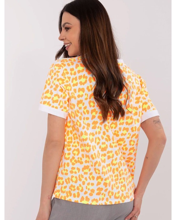 Kurzarmshirt Made in Italy - Leopard - Weiss/Neon
