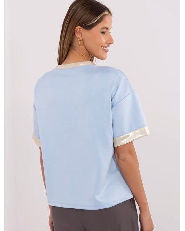 Kurzarmshirt Made in Italy - Katze - Blau