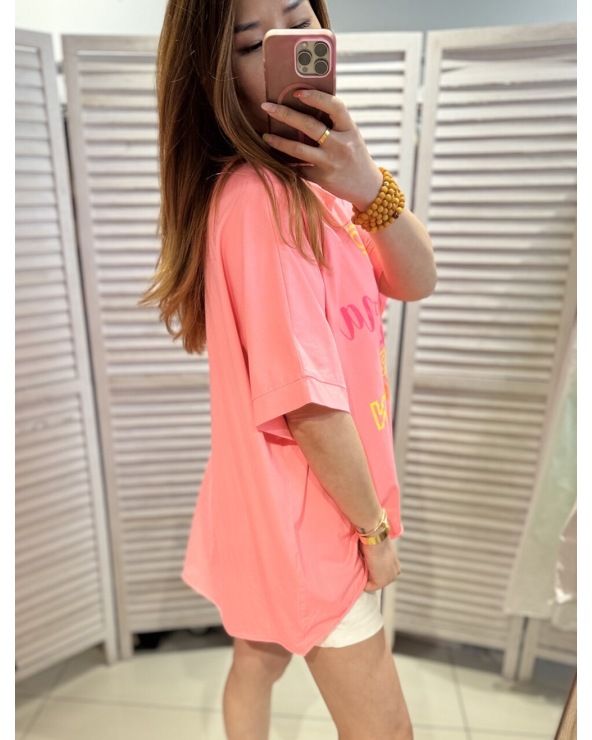 Kurzarmshirt New Collection - Oversized/Städte - Neonkoralle