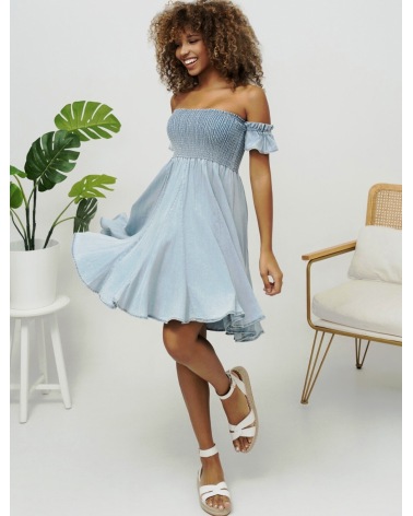 Jeanskleid Ciminy - Gesmokt - Blau