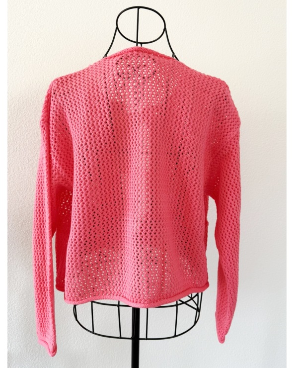 Strickjacke Emma & Ashley - Löchlimuster - Neonrosa