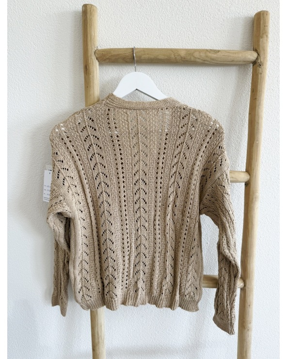 Strickjacke Italy Moda - Lochmuster - Hellbraun