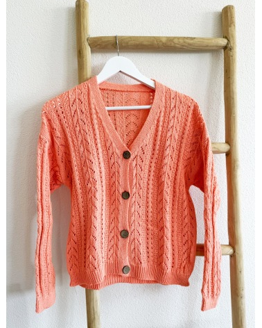 Strickjacke Italy Moda - Lochmuster - Lachs